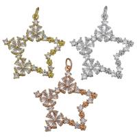 Brass Star Pendants, laiton, étoile, Placage, bijoux de mode & avec zircone cubique, plus de couleurs à choisir Environ 3.5mm, Vendu par PC