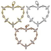 Brass Heart Pendants, plated, fashion jewelry & with cubic zirconia Approx 3.5mm 