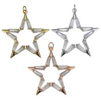 Brass Star Pendants, plated, fashion jewelry & with cubic zirconia Approx 3.5mm 