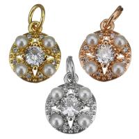 Cubic Zirconia Micro Pave Brass Pendant, with Plastic Pearl, plated, fashion jewelry & micro pave cubic zirconia Approx 3.5mm 