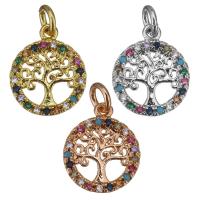 Cubic Zirconia Micro Pave Brass Pendant, Tree, plated, fashion jewelry & micro pave cubic zirconia & hollow Approx 3mm 