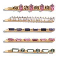 Hair Slide, Zinc Alloy, plated, fashion jewelry & for woman & with rhinestone, nickel, lead & cadmium free, 63mm 