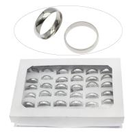 acero inoxidable anillo, con caja de papel, forma de anillo, tamaño del anillo mixto & unisexo, color original, 5mm, tamaño:7-12, 36PCs/Caja, Vendido por Caja