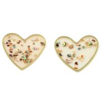 Pendentifs de coquille en laiton, avec coquille, coeur plat, Placage de couleur d'or, bijoux de mode & émail Environ 1.4mm, Vendu par PC