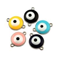 Zinc Alloy Connector, Evil Eye, platinum color plated, enamel & 1/1 loop, Random Color Approx 1.7mm 