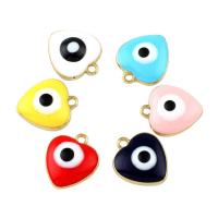 Zinc Alloy Evil Eye Pendant, Flat Heart, gold color plated, evil eye pattern & enamel Approx 1.9mm 
