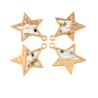 colgantes de latón de concha, metal, con Perlas de plástico ABS & Nácar, Estrella Aplanada, chapado en color dorado, esmalte, 40x34x4mm, agujero:aproximado 3mm, Vendido por UD