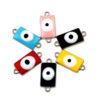 Zinc Alloy Connector, Rectangle, platinum color plated, evil eye pattern & enamel & 1/1 loop Approx 2mm 