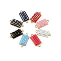 Rhinestone Zinc Alloy Connector, Rectangle, gold color plated, enamel & with rhinestone & 1/1 loop Approx 1.5mm 