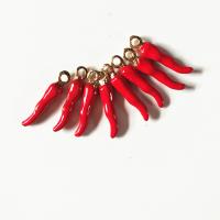 Zinc Alloy Enamel Pendants, Pepper, gold color plated, DIY, red Approx 1mm 