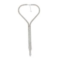 Zinc Alloy Fringe Necklace, with 5cm extender chain, silver color plated, fashion jewelry & for woman & with rhinestone Approx 19.69 Inch 