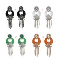 Resin Zinc Alloy Earring, with Resin, plated, for woman & with rhinestone 