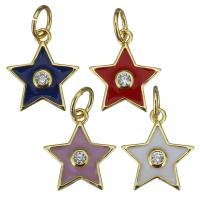 Brass Star Pendants, fashion jewelry & micro pave cubic zirconia & enamel Approx 3.5mm 