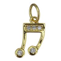 Cubic Zirconia Micro Pave Brass Pendant, Music Note, gold color plated, fashion jewelry & micro pave cubic zirconia Approx 3.5mm 