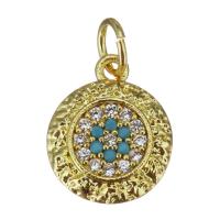 Cubic Zirconia Micro Pave Brass Pendant, Flat Round, gold color plated, fashion jewelry & micro pave cubic zirconia Approx 3.5mm 