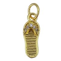Brass Shoes Pendants, Slipper, gold color plated, fashion jewelry & micro pave cubic zirconia Approx 3.5mm 