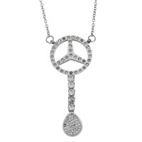 Stainless Steel Jewelry Necklace, with Rhinestone Clay Pave, with 1.5Inch extender chain, fashion jewelry & oval chain & for woman, original color 1.5mm Approx 14 Inch 