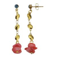 Boucle d'oreille goutte inox, acier inoxydable, avec Acrylique, Placage de couleur d'or, bijoux de mode & pour femme, 51-53mm,9- Vendu par lot