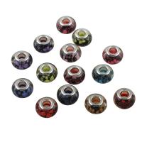 Resin Jewelry Beads, with Brass, platinum color plated, fashion jewelry & large hole, Random Color Approx 5mm 