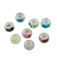 Resin Jewelry Beads, with Brass, platinum color plated, fashion jewelry & large hole, Random Color Approx 5mm 
