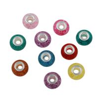 Resin Jewelry Beads, with Brass, platinum color plated, fashion jewelry & large hole, Random Color, 14*8mm Approx 5mm 