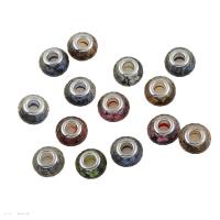Resin Jewelry Beads, with Brass, platinum color plated, fashion jewelry & large hole, Random Color, 15*9mm Approx 5mm 