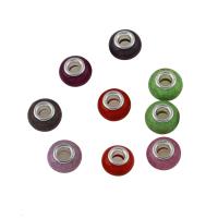 Resin Jewelry Beads, with Brass, platinum color plated, large hole, Random Color, 14*8mm Approx 5mm 
