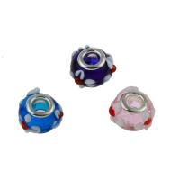 Bumpy Lampwork Beads, with Brass, platinum color plated, large hole 14*11mm Approx 5mm 