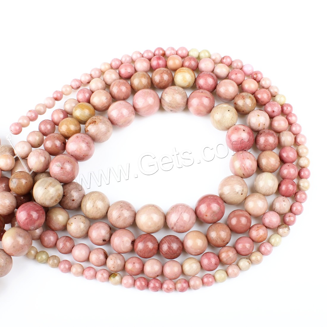 Rhodonit Perlen, rund, Modeschmuck & verschiedene Größen vorhanden, Rosa, Bohrung:ca. 1mm, Länge:ca. 14.9 ZollInch, verkauft von Strang