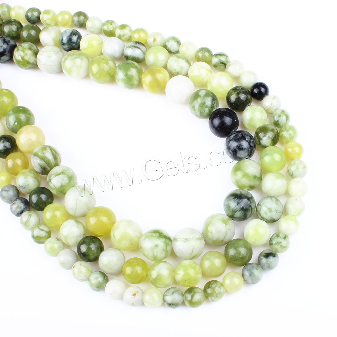 Hetian Jade Perle, rund, Modeschmuck & verschiedene Größen vorhanden, grün, Bohrung:ca. 1mm, Länge:ca. 14.9 ZollInch, verkauft von Strang
