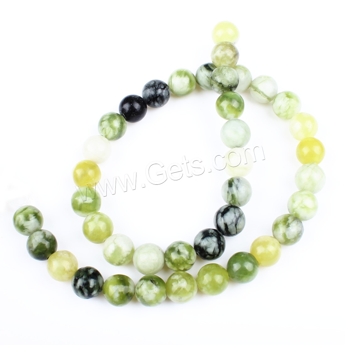Hetian Jade Perle, rund, Modeschmuck & verschiedene Größen vorhanden, grün, Bohrung:ca. 1mm, Länge:ca. 14.9 ZollInch, verkauft von Strang