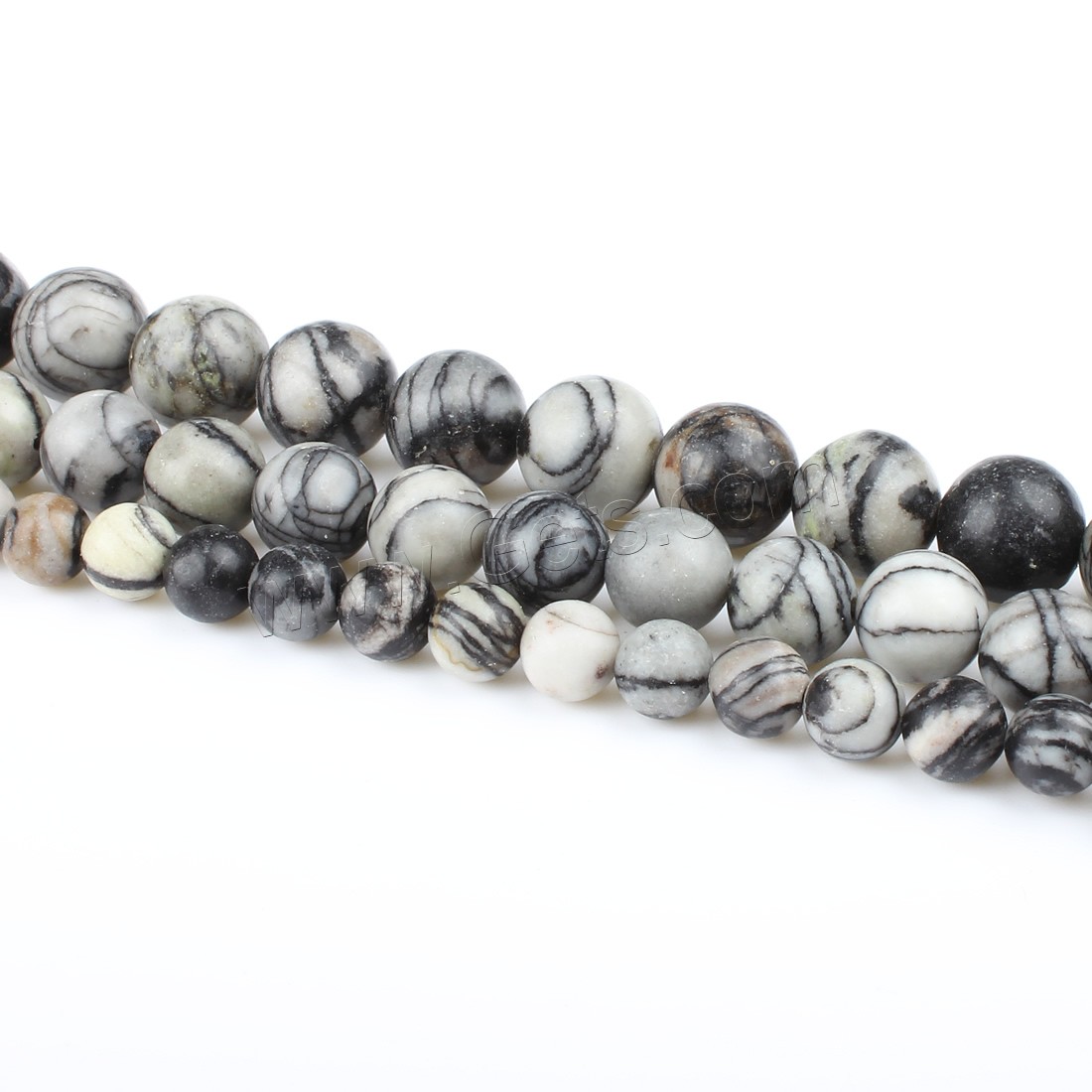 Камень Черный шелк Бусины, Круглая, разный размер для выбора, белый и черный, отверстие:Приблизительно 1mm, длина:Приблизительно 14.9 дюймовый, продается Strand