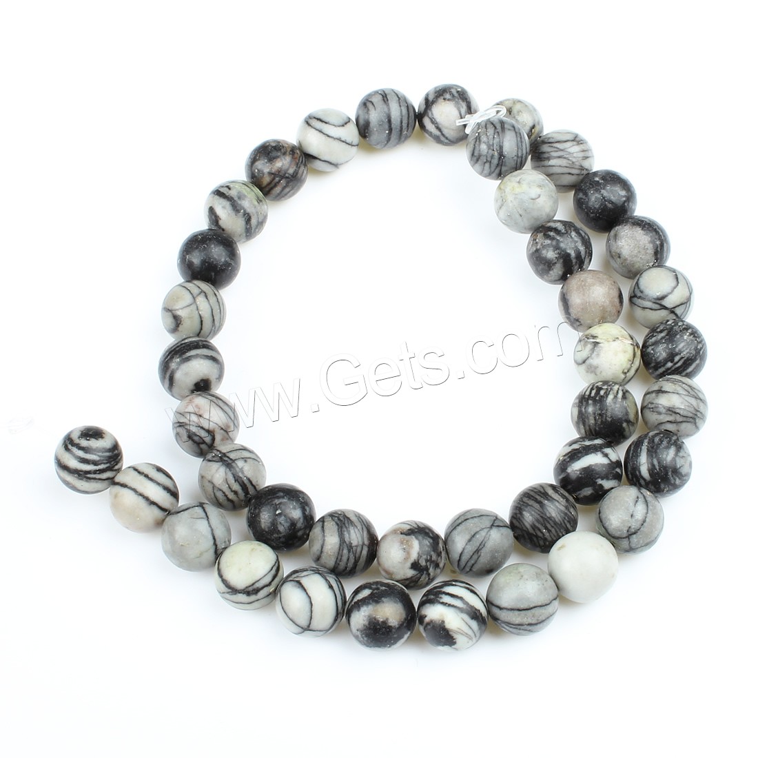 Network Stone Beads, Round, different size for choice, white and black, Hole:Approx 1mm, Length:Approx 14.9 Inch, Sold By Strand