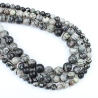 schwarze Seide Stein Perle, rund, verschiedene Größen vorhanden, weiß und schwarz, Bohrung:ca. 1mm, Länge:ca. 14.9 ZollInch, verkauft von Strang