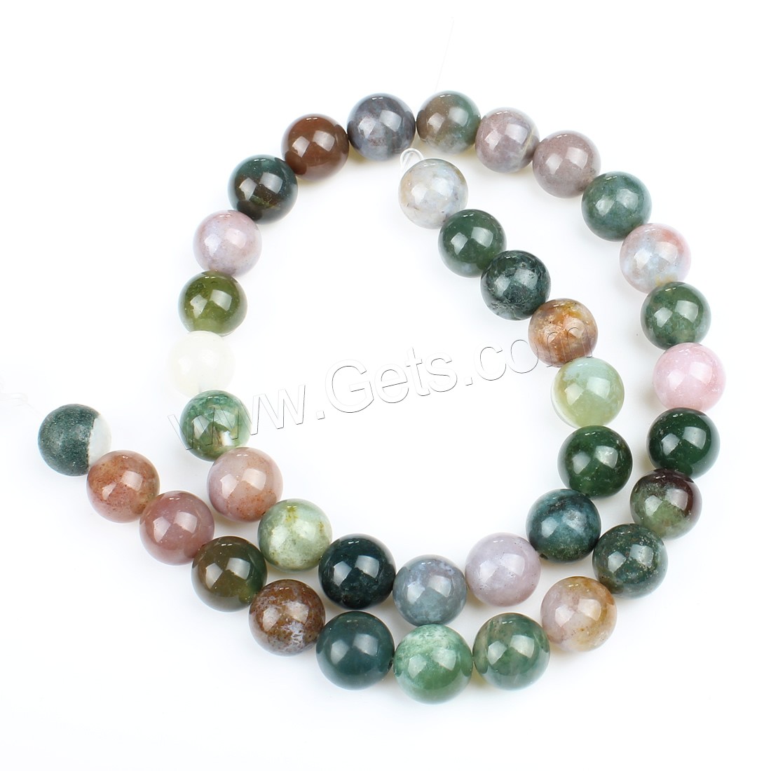 Indischer Achat Perle, rund, verschiedene Größen vorhanden, Bohrung:ca. 1mm, Länge:ca. 14.9 ZollInch, verkauft von Strang