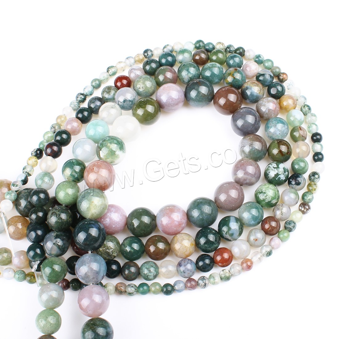 Indian Agate Beads, Round, different size for choice, Hole:Approx 1mm, Length:Approx 14.9 Inch, Sold By Strand