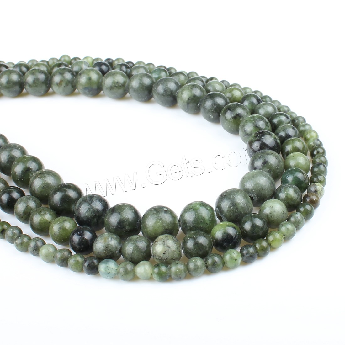 Südliche Jade Perle, rund, verschiedene Größen vorhanden, grün, Bohrung:ca. 1mm, Länge:ca. 14.9 ZollInch, verkauft von Strang
