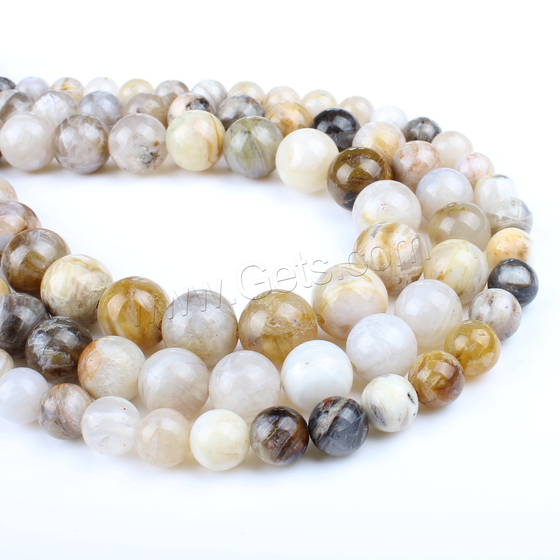 Natürlichen Bambus Achat Perlen, rund, verschiedene Größen vorhanden, Bohrung:ca. 1mm, Länge:ca. 14.9 ZollInch, verkauft von Strang