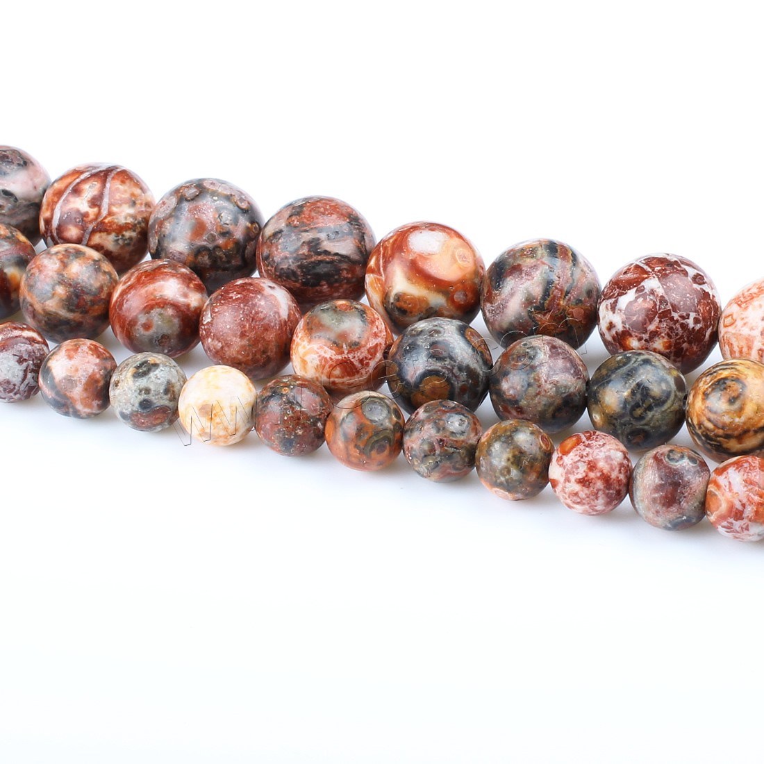 Leopardhaut Stein Perle, rund, verschiedene Größen vorhanden, rot, Bohrung:ca. 1mm, Länge:ca. 14.9 ZollInch, verkauft von Strang