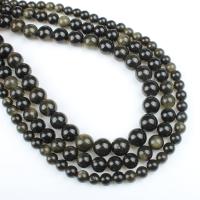 Gold Obsidian Beads, Round golden Approx 1mm Approx 14.9 Inch 