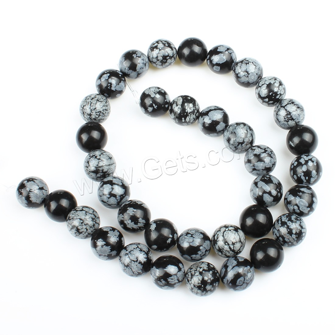Snowflake Obsidian Bead, Round, different size for choice, white and black, Hole:Approx 1mm, Length:Approx 14.9 Inch, Sold By Strand