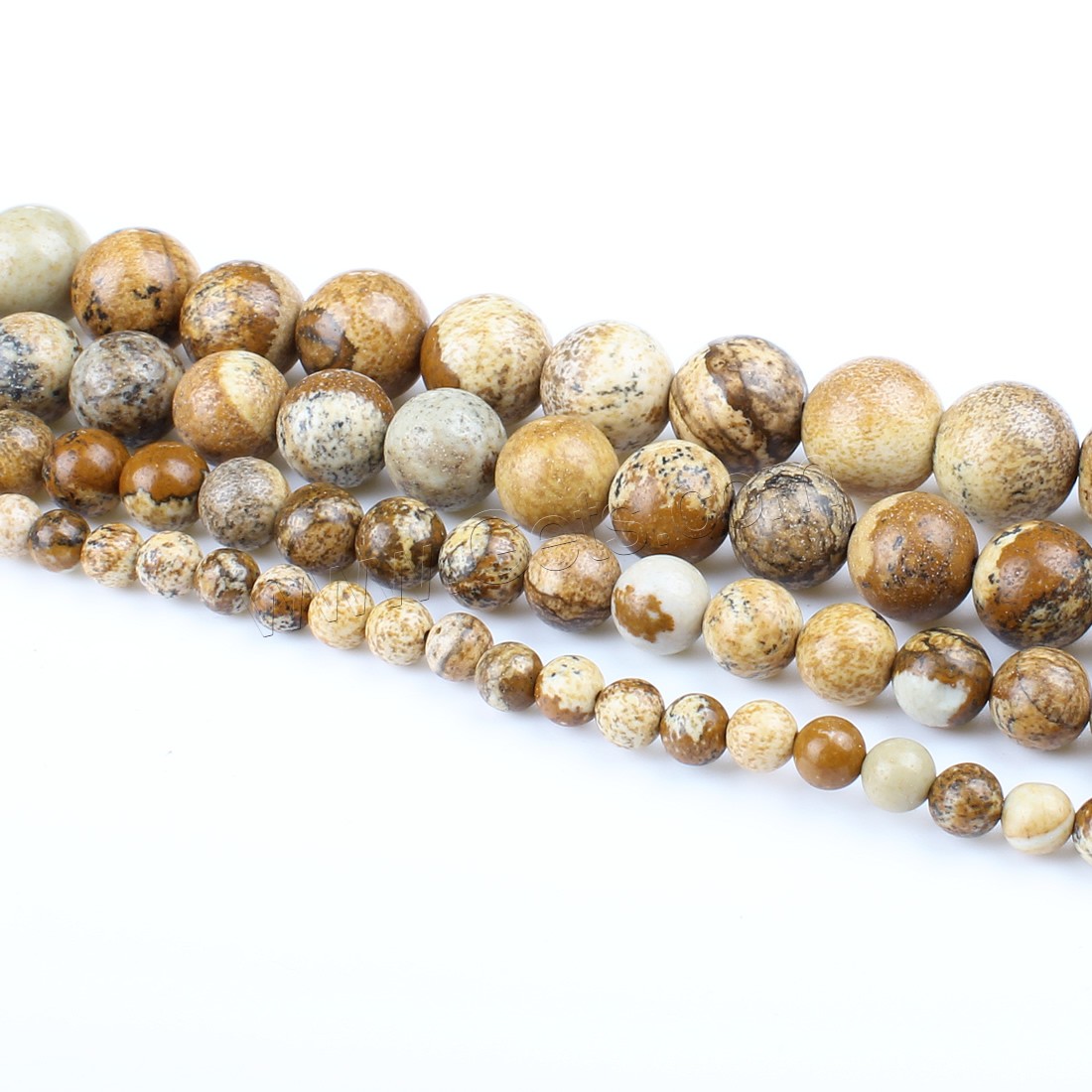 Bild Jaspis Perle, rund, verschiedene Größen vorhanden, braun, Bohrung:ca. 1mm, Länge:ca. 14.9 ZollInch, verkauft von Strang