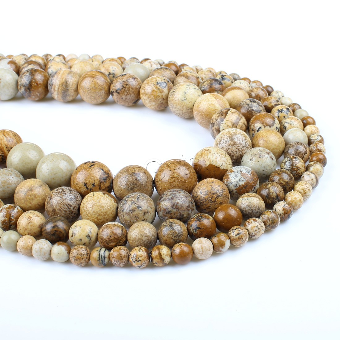 Bild Jaspis Perle, rund, verschiedene Größen vorhanden, braun, Bohrung:ca. 1mm, Länge:ca. 14.9 ZollInch, verkauft von Strang