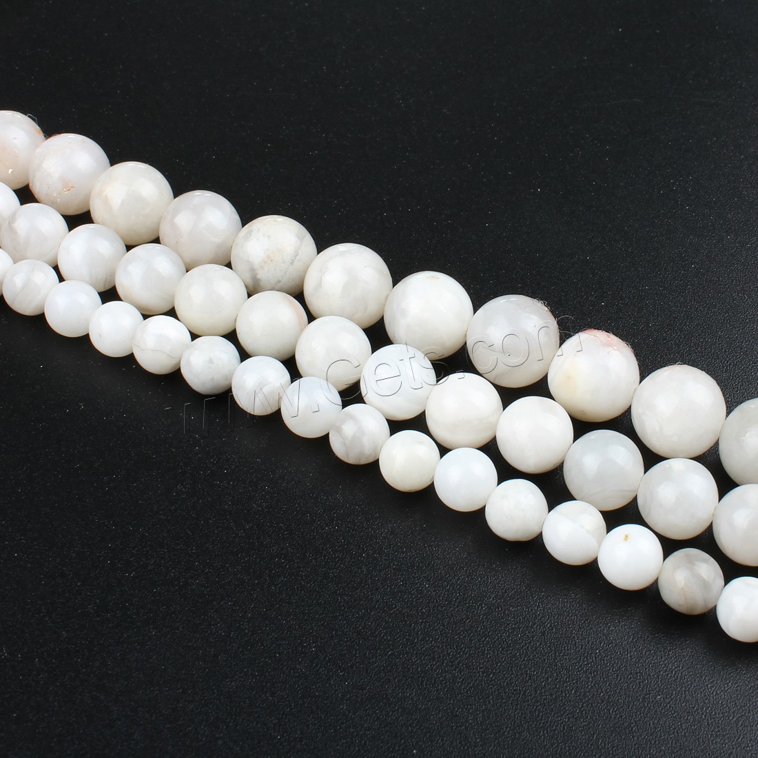 Perlas naturales ágata loca, Ágata loca, Esférico, diverso tamaño para la opción, Blanco, agujero:aproximado 1mm, longitud:aproximado 14.9 Inch, Vendido por Sarta