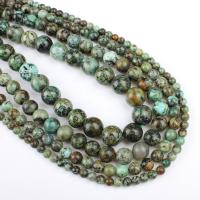 Natürliche afrikanische Türkis Perle, rund, verschiedene Größen vorhanden, grün, Bohrung:ca. 1mm, Länge:ca. 14.9 ZollInch, verkauft von Strang