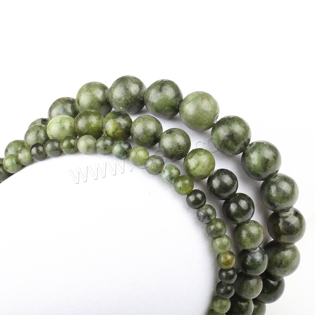 Südliche Jade Perle, rund, verschiedene Größen vorhanden, grün, Bohrung:ca. 1mm, Länge:ca. 14.9 ZollInch, verkauft von Strang