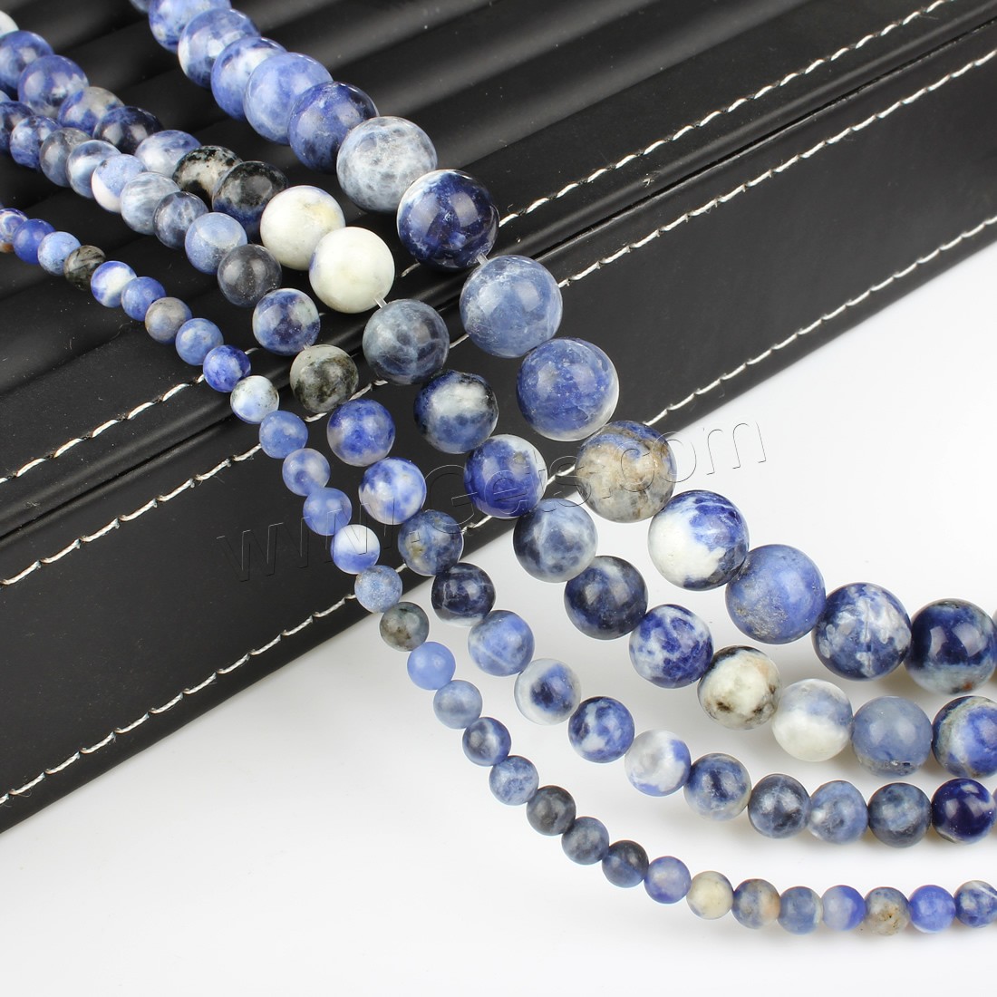 Perles en sodalite, Rond, normes différentes pour le choix, bleu, Trou:Environ 1mm, Longueur:Environ 14.9 pouce, Vendu par brin