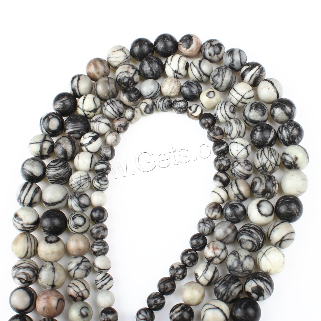 Black Silk Stone Bead, Network Stone, Round, different size for choice, white and black, Hole:Approx 1mm, Length:Approx 14.9 Inch, Sold By Strand