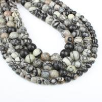 Black Silk Stone Bead, Network Stone, Round white and black Approx 1mm Approx 14.9 Inch 