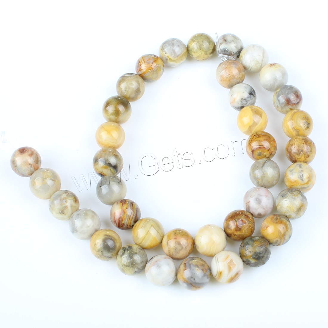 Perlas naturales ágata loca, Ágata loca, Esférico, diverso tamaño para la opción, amarillo, agujero:aproximado 1mm, longitud:aproximado 14.9 Inch, Vendido por Sarta
